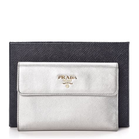 prada saffiano metal french flap wallet